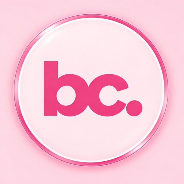 The Brand Candy bc. logo, glossy pink badge